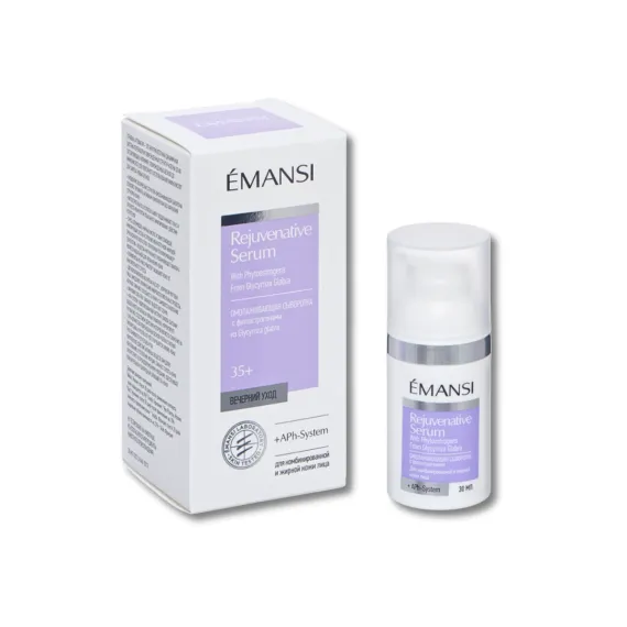 EMANSI Омолаживающая сыворотка 30мл. С фитоэстрогенами. Для норм/комби/жирной кожи (30+). Веч. уход. От морщин, жирности.
