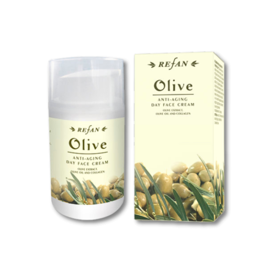 Refan Дневной крем Olive age control 50мл. Омолаживает, увлажняет, защищает от УФ. С оливковым маслом, ГК, Q10. Для зрелой кожи.