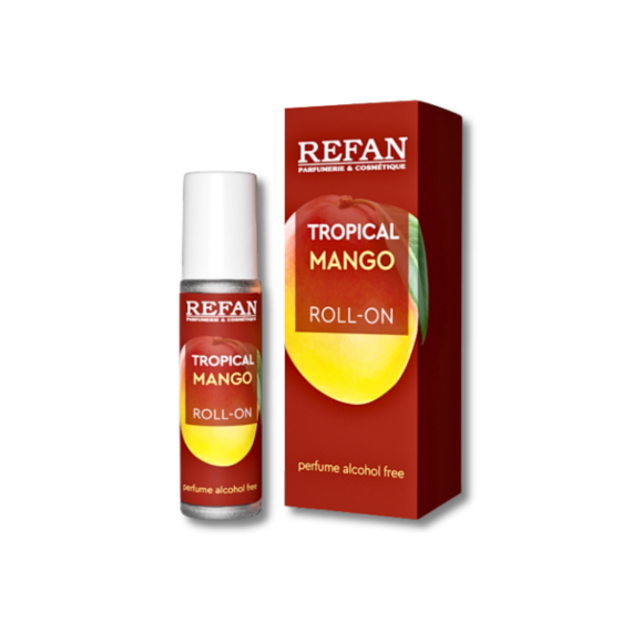 Refan Духи без спирта "Тропическое Манго" 10мл. Масляные. Стойкий, сочный аромат. Для чувств. кожи. Без раздражения. Удобный ролик.