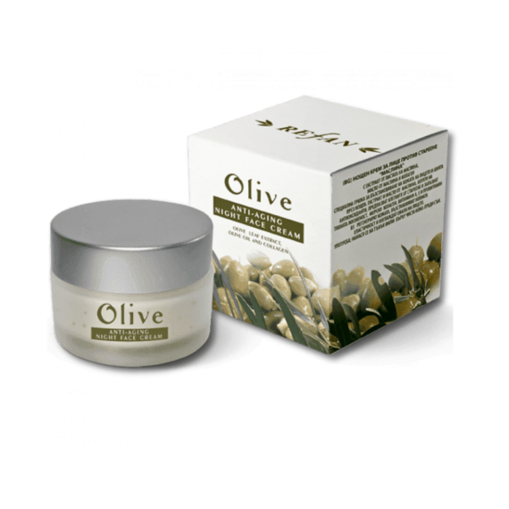 Refan Омолаживающий ночной крем Olive 50мл. Питает, разглаживает морщины, повышает упругость. С оливковым маслом, ГК, Q10. Ночной уход.